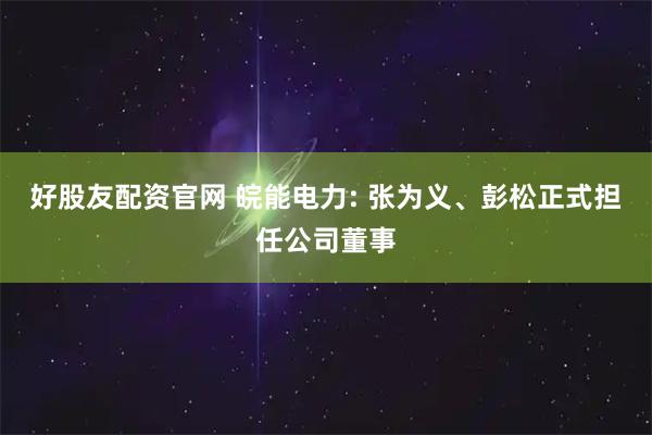 好股友配资官网 皖能电力: 张为义、彭松正式担任公司董事